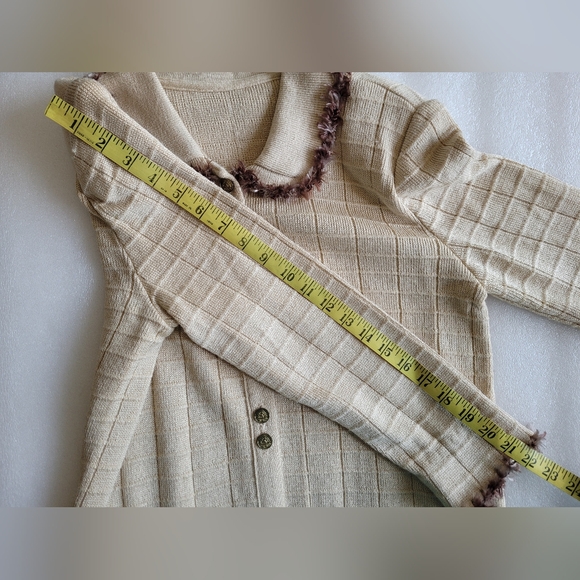 NWT Vintage Cream Knit Jacket with Eyelash Fringe Details Medium - Picture 11 of 13